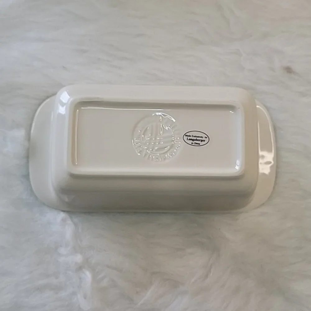 LONGABERGER NeW Woven Traditions Heritage Small‎ Cream Green Loaf Baking Dish
